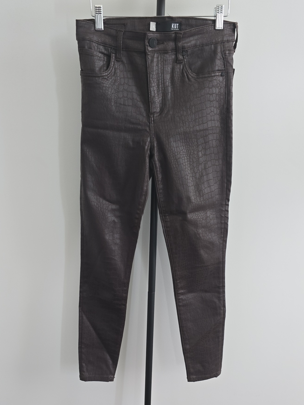 Kut from the Kloth Brown Croc-Embossed Skinny Jeans